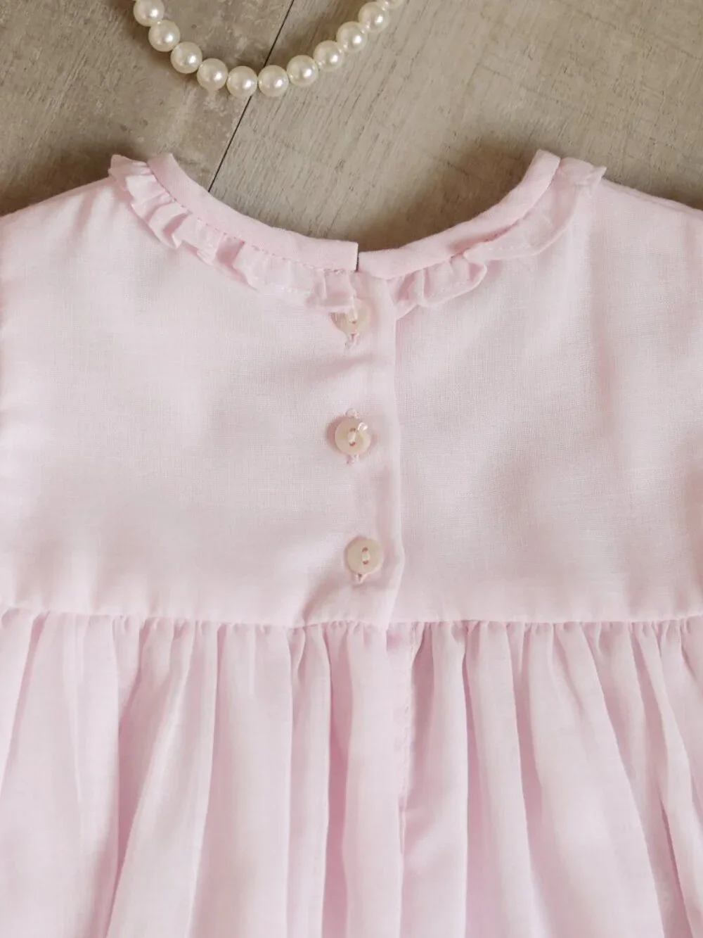 Pink Smocked Heirloom Float Dress Long Sleeve Bullion Rosebud Sarah Louise NB